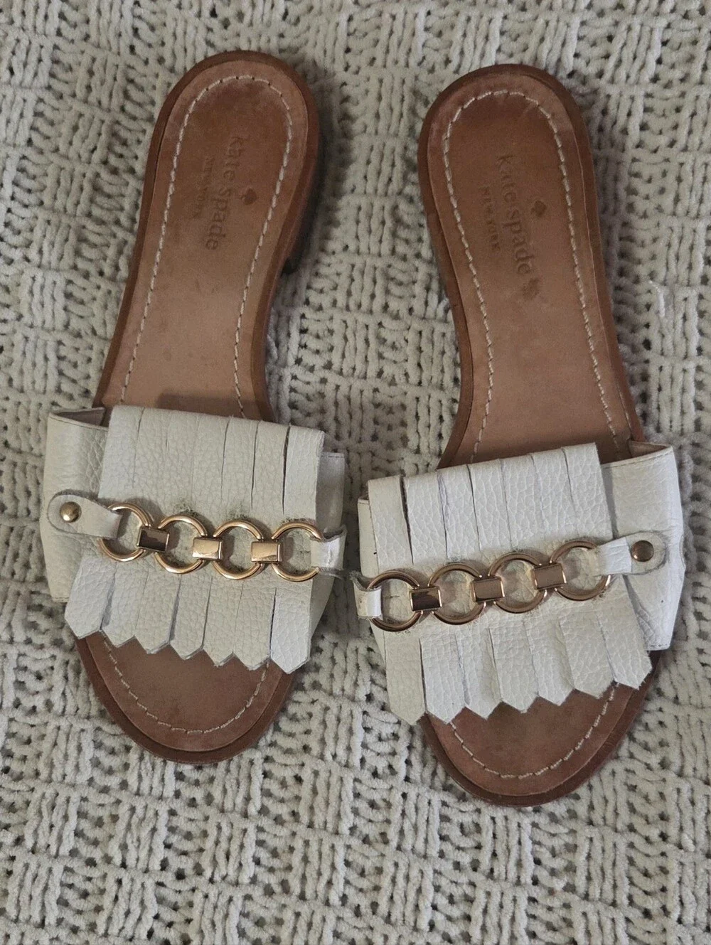 Kate Spade New York White Leather Sandals Size 8.5